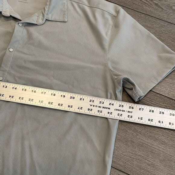 BYLT Premium Basics Shirt Mens XXL Beige Ribbed Short Sleeve Button Up Casual - Picture 5 of 7